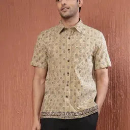 Fabindia Beige Cotton Straight Fit Printed Shirt-picture-45