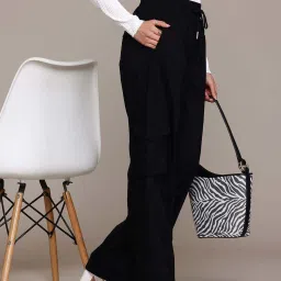 Label Ritu Kumar Black Fitted Trousers image 3