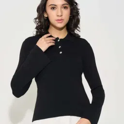 Annabelle By Pantaloons Jet Black Slim Fit Polo Top-picture-20