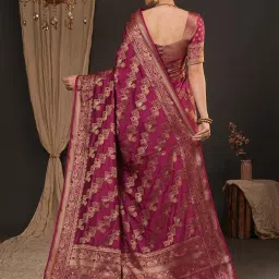 Saree Mall Magenta Silk Self Saree with Blouse Piece image 3