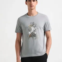 Arrow New York Grey Cotton Regular Fit Printed T-Shirt-picture-26