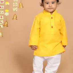 VASTRAMAY Boys Yellow Cotton Blend Kurta-picture-33