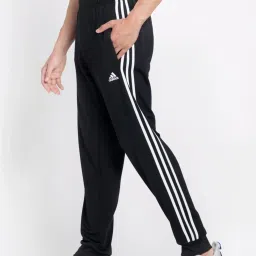 Adidas Black Regular Fit Striped Sports Joggers image 3