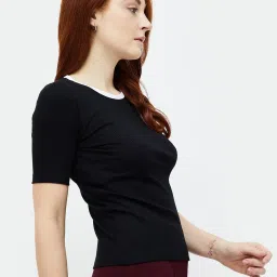 Code by Lifestyle Black Cotton Regular Fit Top image 3