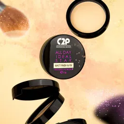 C2P PROFESSIONAL MAKEUP All Day Ideal Stay Matt Finish & Fix Pressed Powder Banana 05 - 13 gm image 3