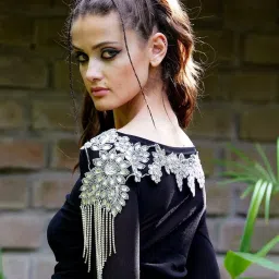 Odette Silver Embellished Fancy Short Cape image 3