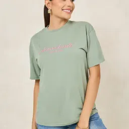 Styli Green Embroidered Oversized T-Shirt-image-38