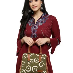 Spice Art Olive Printed Medium Handbag image 2