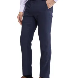 Raymond Blue Slim Fit Self Pattern Trousers image 3