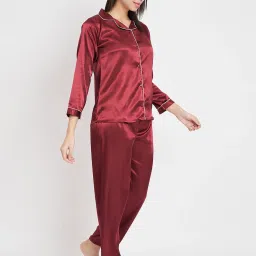 KOI SLEEPWEAR Maroon Shirt With Pyjamas image 3