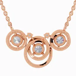 Sparkles 14k (585) Rose Gold Lab Grown Diamond 1.94 CT Round Shape Celestia Trio Pendant Necklace image 2