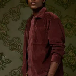 American Eagle Maroon Cotton Regular Fit Texture Shirt image 3