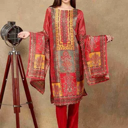 ETRAANA Women Floral Printed Regular Straight Knee Length Kurta with Trousers & Dupatta-image-24