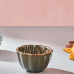 Fabindia Green Phulwari Ceramic Chutney Bowl (0.04 L)-picture-15