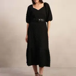 Vero Moda Black Flared Fit Textured Dress-picture-19