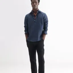 Rare Rabbit Navy Blue Regular Fit Solid Kurta image 5