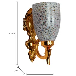 FOS LIGHTING Gold Traditional Wall Sconce with Multicolor Speckled Glass Shade image 3
