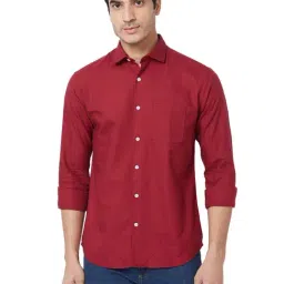 Park Avenue Red Cotton Slim Fit Shirt-image-11