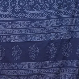 Unnati Silks Navy Cotton Printed Saree With Unstitched Blouse image 3
