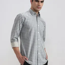 JadeBlue Grey Cotton Regular Fit Printed Shirt image 3
