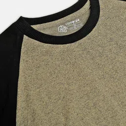 CHIMPRALA Boys Beige Solid Cotton Round Neck Sports T-shirt image 3
