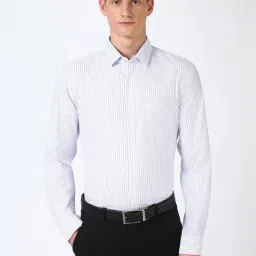 Peter England White Slim Fit Striped Shirt-picture-26