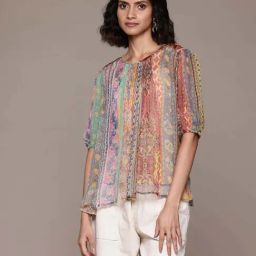 Label Ritu Kumar Multicolored Printed Top-picture-12