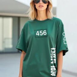 Bewakoof Official Squid Game Merchandise Green Oversized Graphic T-Shirt-picture-20