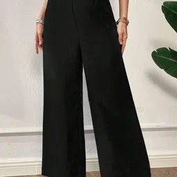 VOGAAN Women Relaxed Loose Fit High-Rise Easy Wash Trousers-picture-13