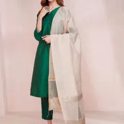 Fabindia Beige Woven Pattern Dupatta image 2