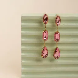 Jewelz Style Pink Stones Studded Drop Earrings for Girls & Women-picture-13