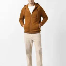 Van Heusen Brown Cotton Regular Fit Hooded Sweatshirt image 5