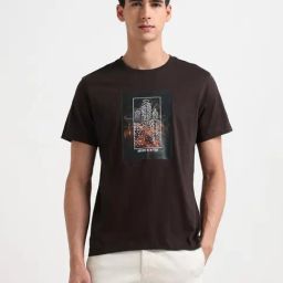 Arrow New York Brown Cotton Relaxed Fit Printed T-Shirt-picture-25