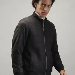 Monte Carlo Dark Grey Regular Fit Checks Jacket image 4