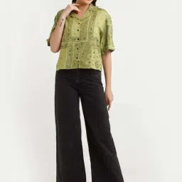 Zink London Green Printed Shirt image 5