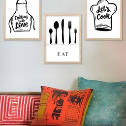 Kotart Brown & White 3 Pieces Wooden Abstract Restaurant Painting Wall Arts-image-41