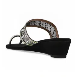 Rocia by Regal Women's Black Toe Ring Wedges image 5