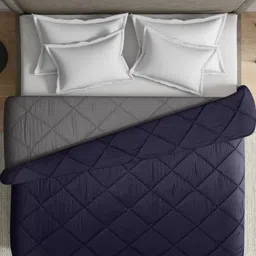 wakefit Navy Blue Checked 120 GSM AC Room Cotton Double Bed Blanket-image-60