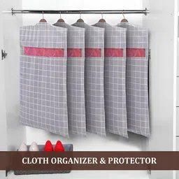 Aura Grey & White 12 Pieces Checked Cotton Hanging Multi-Utility Organisers image 2