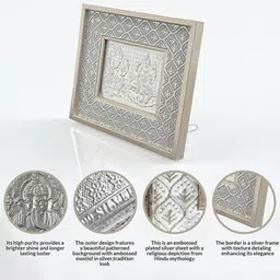 Art Street Silver Toned Self Design Lakshmi And Ganesh Photo Frame image 5