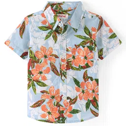 Babyhug Cotton Woven Half Sleeves Shirt with Floral Print - Multicolour-picture-19