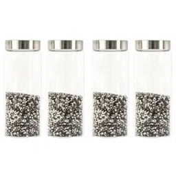 Femora Borosilicate Glass Screw Jar With Steel Lid, 550 ml, Set of 4-picture-5