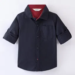INFINITY Cotton Full Sleeves Solid Shirt - Navy Blue-picture-18
