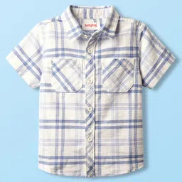 Babyhug Cotton Woven Half Sleeves Checkered Shirt- White-picture-13