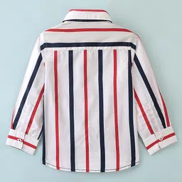 INFINITY Cotton Woven Full Sleeves Striped Shirt - White image 3