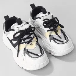 Oh! Pair Sneakers with Lace Up Closure - Black image 2