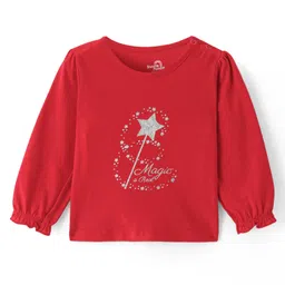Doodle Poodle Single Jersey Knit Full Sleeves Text Printed Tops Pack of 2 - Red & Yellow image 2