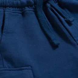 kookie kids india Kookie Kids Premium Heavy Gauge Terry Knit Above Knee Length Shorts With Badge Detailing - Navy Blue image 3