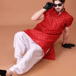 SHIWAM ETHNIX Men Geometric Printed Kurta with Salwar image 2