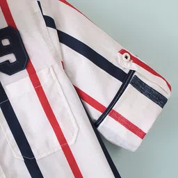 INFINITY Cotton Woven Full Sleeves Striped Shirt - White image 5